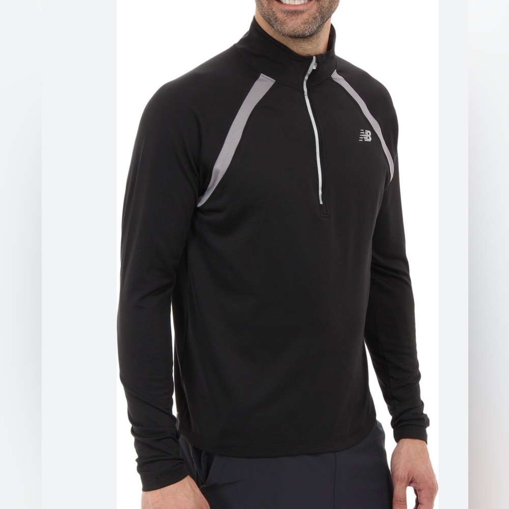 New Balance Men's Black and Gray 1/2 Zip Dri Performance Pullover